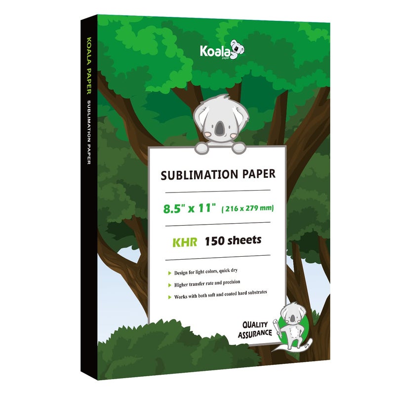 KOALA PAPER ورق السوبليماشن كوالا 150 ورقة 8.3x11.7 بوصة A4 لنقل الحرارة هدايا DIY متوافق مع طابعة السوبليماشن نفاثة الحبر 105 جرام - Image 1